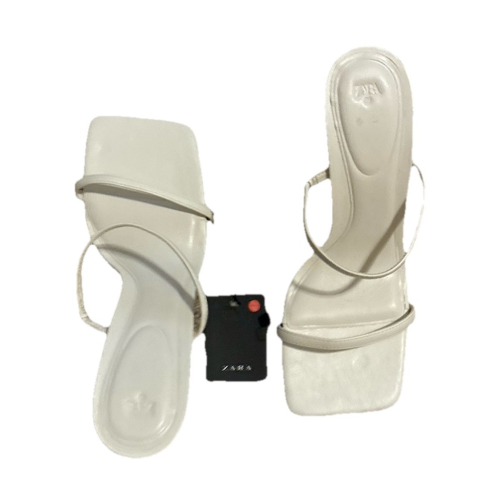 Zara Cream Strappy Heels 8.5/39